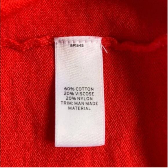 BP Women's V Neck Long Sleeve Red Orange Sweater with Elbow Patches Size Small - Picture 5 of 6